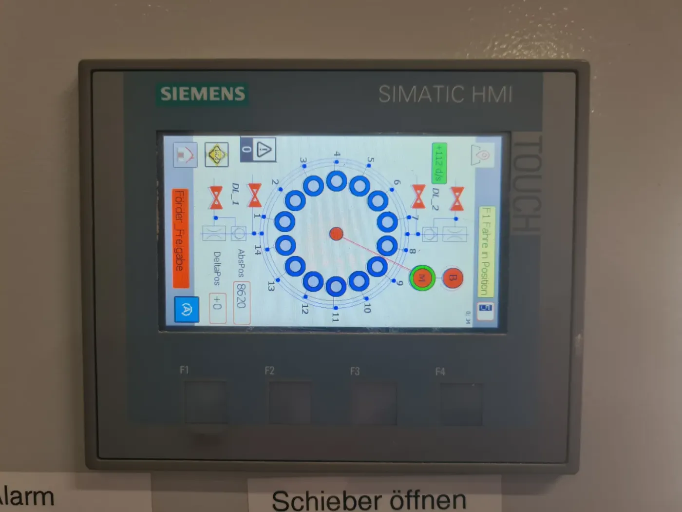 Silo-Visualisierung auf dem Touchpanel