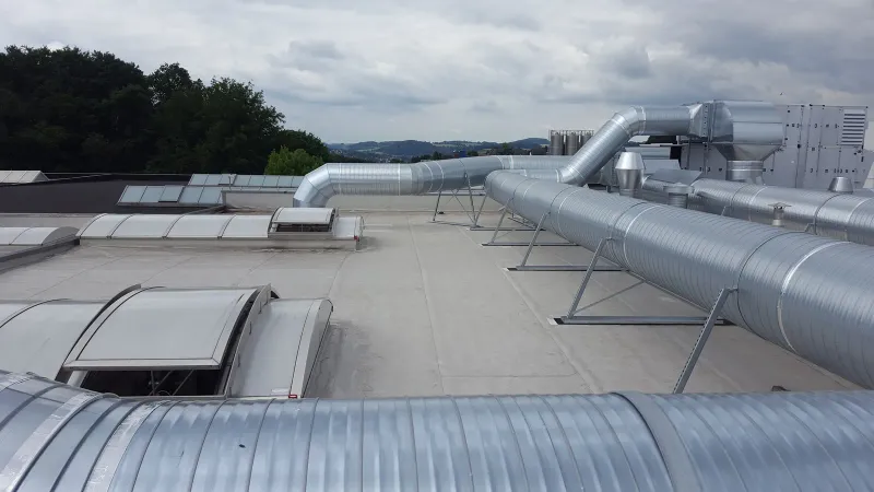 Ducts running across the roof