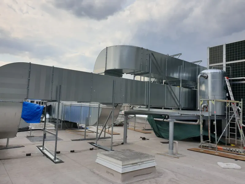 Ducts and air units on the roof