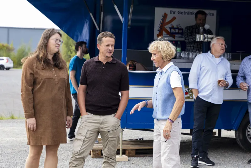 Guests at the drinks trailer